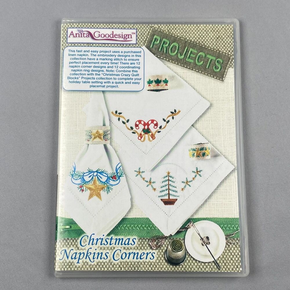Anita Goodesign Christmas Napkin Corners Machine Embroidery Pattern Design CD